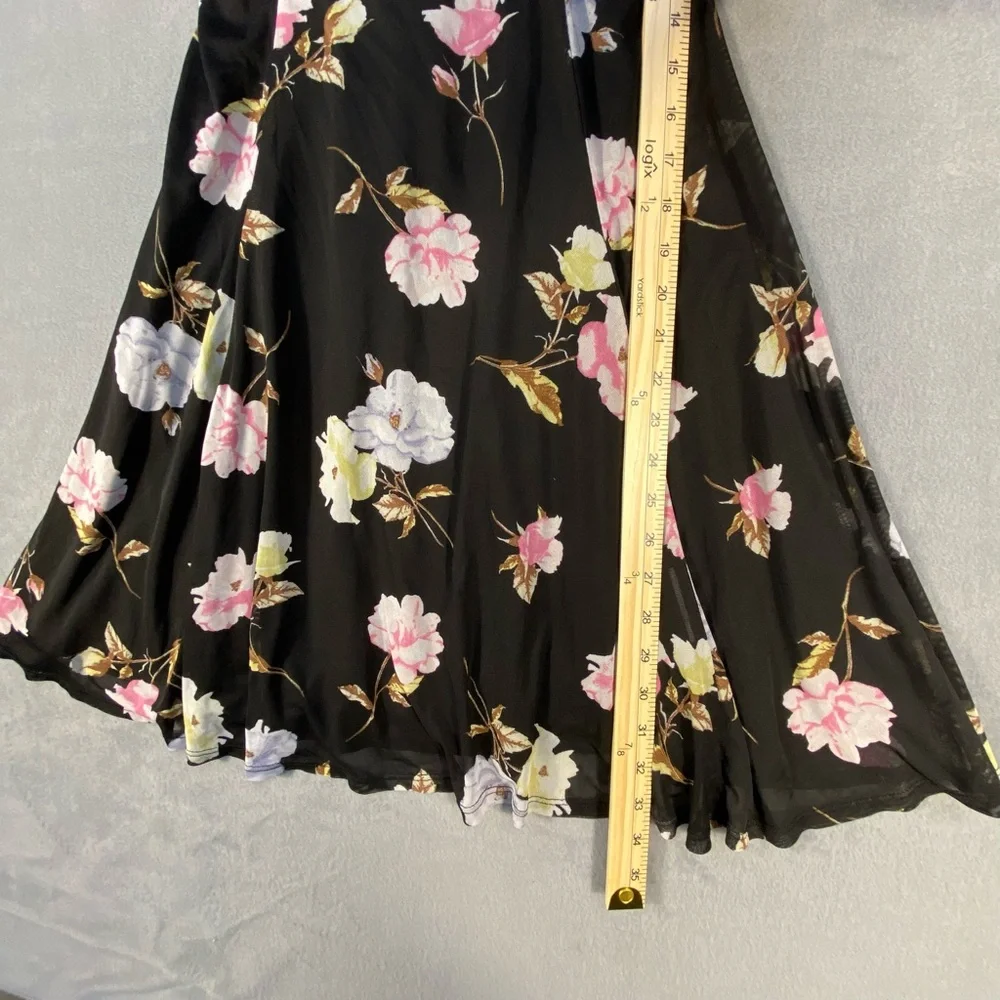American Rag Women’s Sheer Black Floral Dress, Ruffled Sleeves, Lined,Size M - Picture 7 of 9